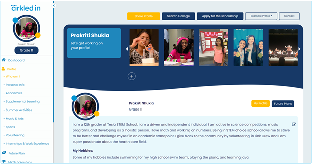 Cirkled In - online profile for students to showcase themselves holistically